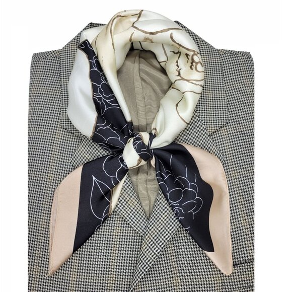 Unbranded Other - ✨New Elegant Bandana Square Silky Scarf Soft FLORAL BIG ROSE Black Brown Luxury✨